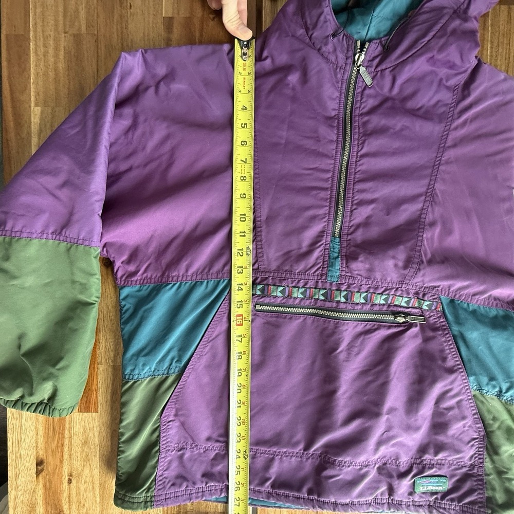 VTG 90s Womens Large LL Bean Pullover Aztec Hooded Anorak Windbreaker Jacket USA - Picture 14 of 16